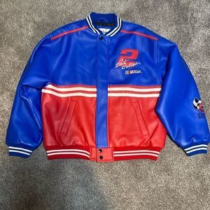 Nascar Rusty Wallace Chase Letterman Jacket Red White Blue Coat Men's Large L